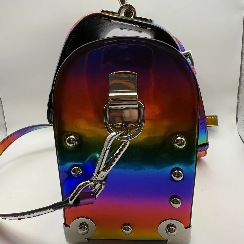 Current Mood 90's Rainbow Buckle‎ Hard Case Purse Dolls Kill Silver Studs